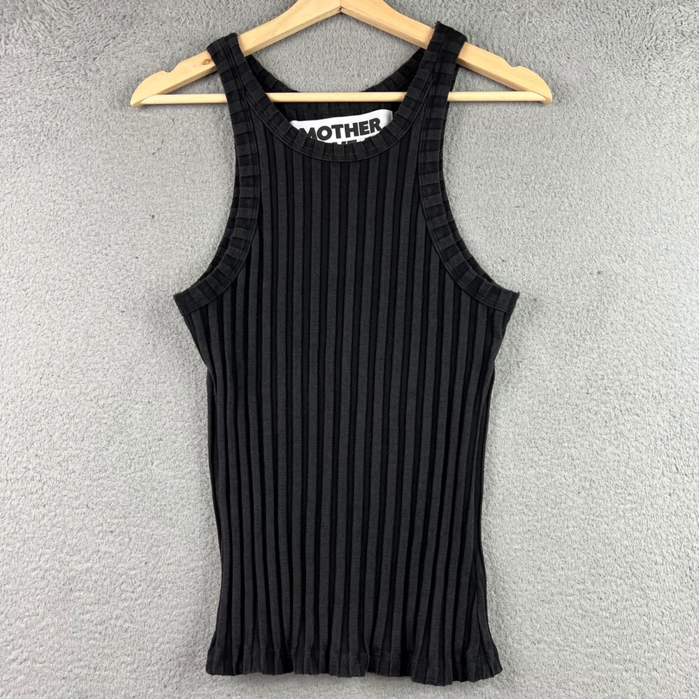 Mother Move It The Chin Ups Tank Black Ribbed Racerback Top 8103-1142 Size M